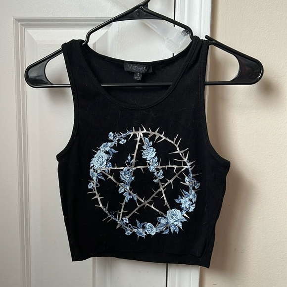 Tops - DOLLS KILL WIDOW, S, cropped pentacle tank, cybergoth